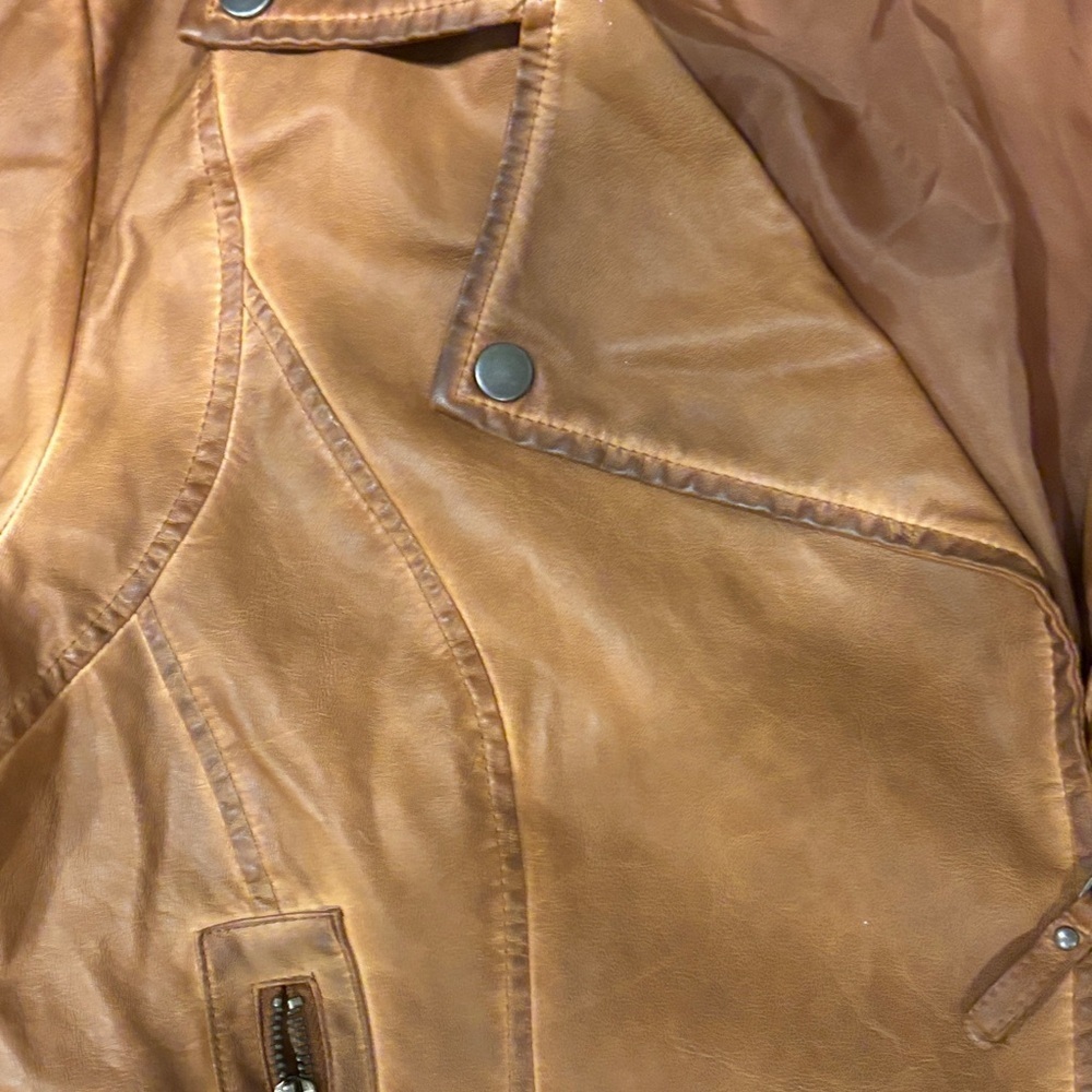 Max Studio Tan Faux Leather Jacket - Picture 3 of 8